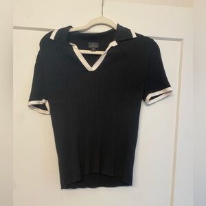 Worthington Black Short Sleeve Top with White Trim